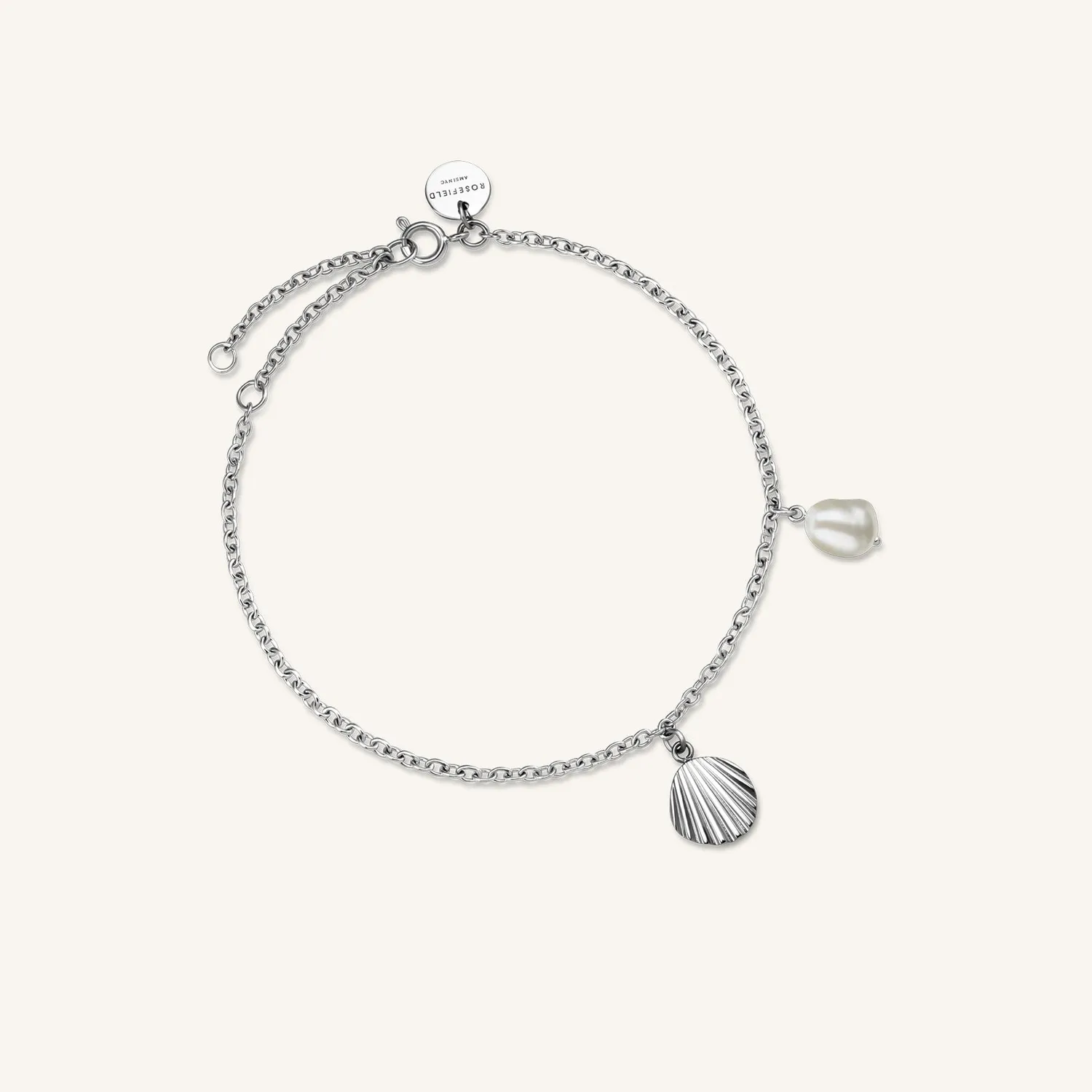 Rosefield Shell and pearl bracelet armbånd gull/sølv med perle og skall