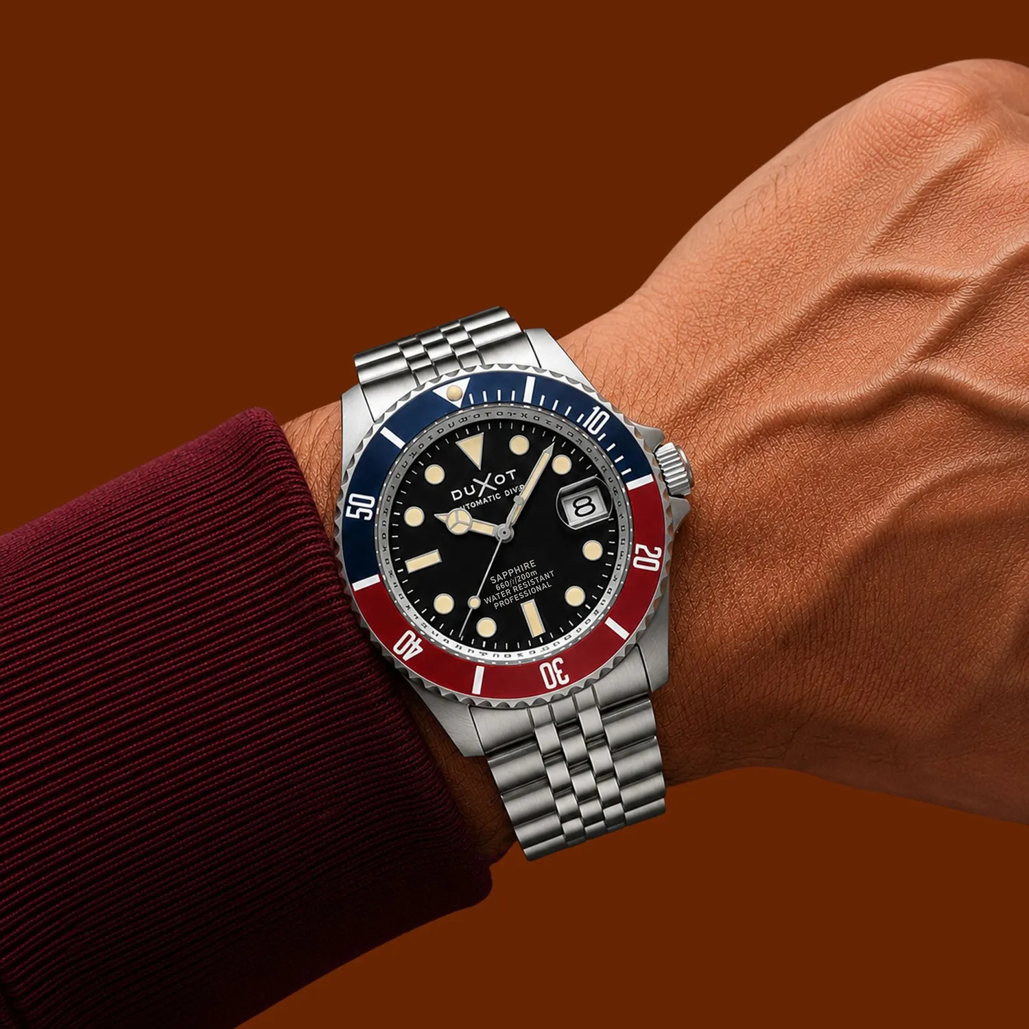 Duxot Atlantica Diver Automatic dykkerklokke Onyx Black 20 ATM