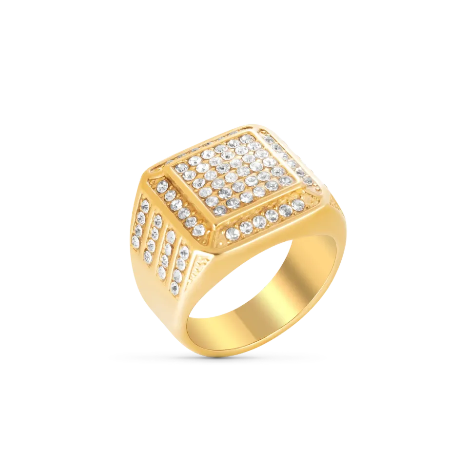 Duxot Vezeto ring gullfarget med hvit zirkonia str. 20