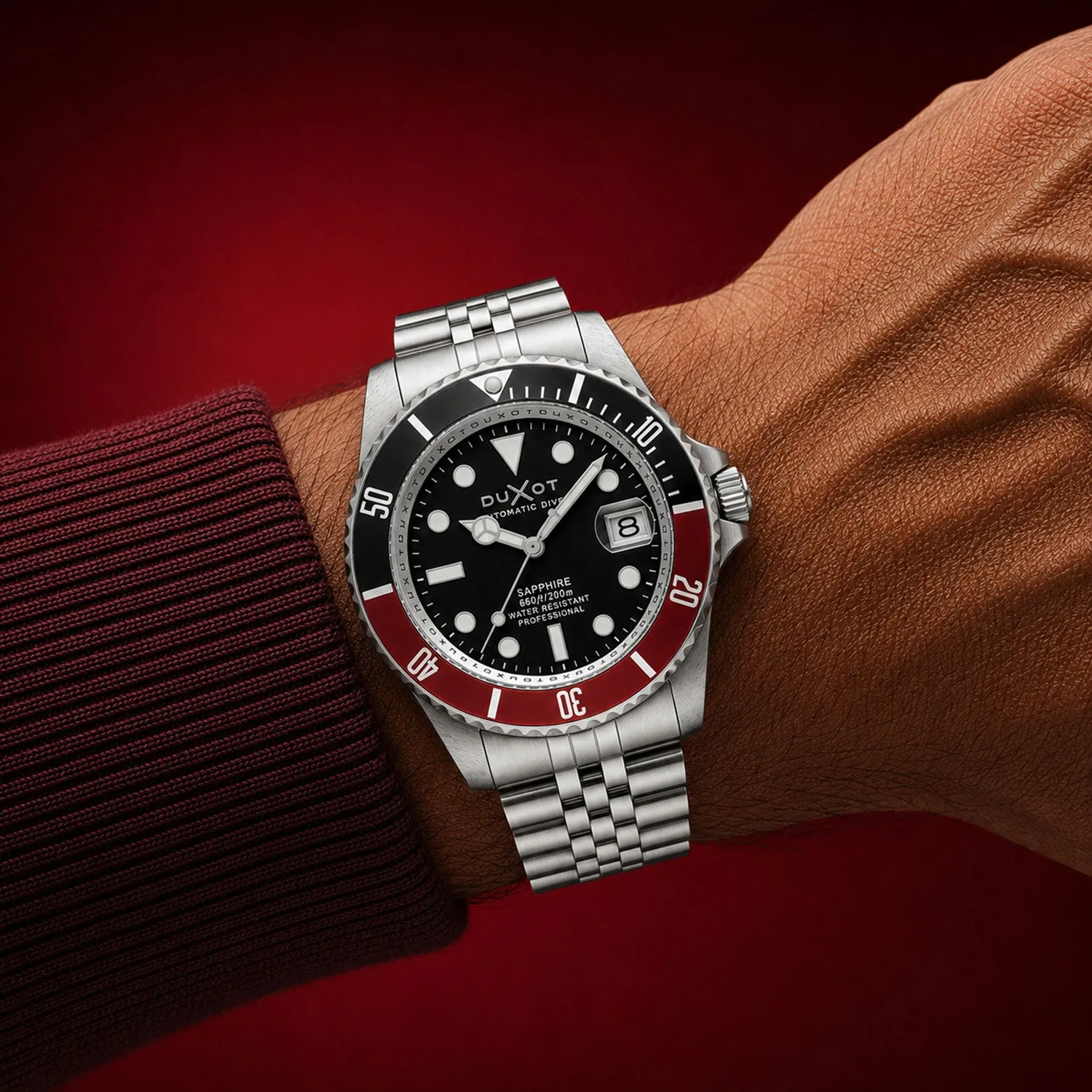 Duxot Atlantica Diver Automatic klokke Jade Black 20 ATM