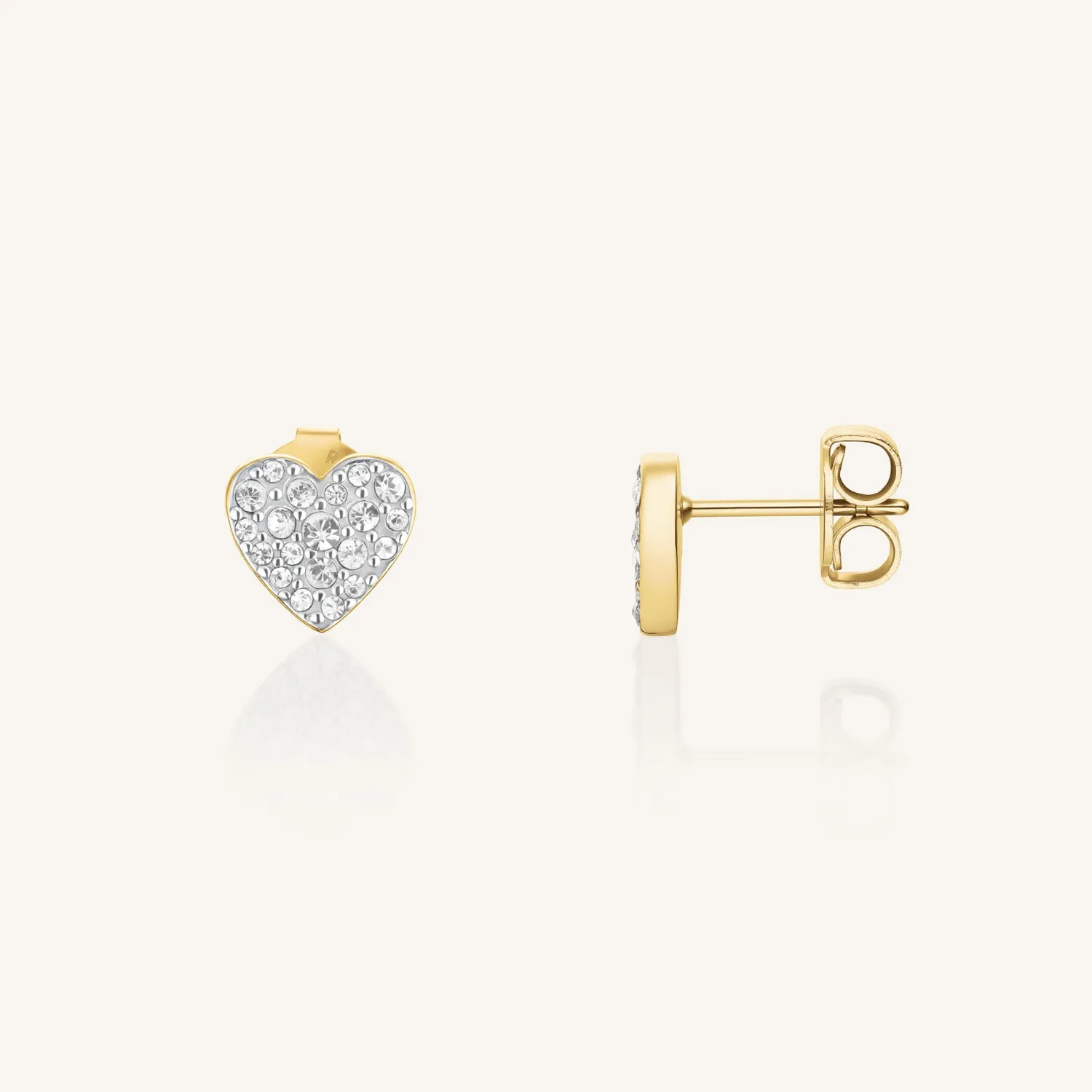 Rosefield Pavé Heart Studs øredobber gull 0,87 cm