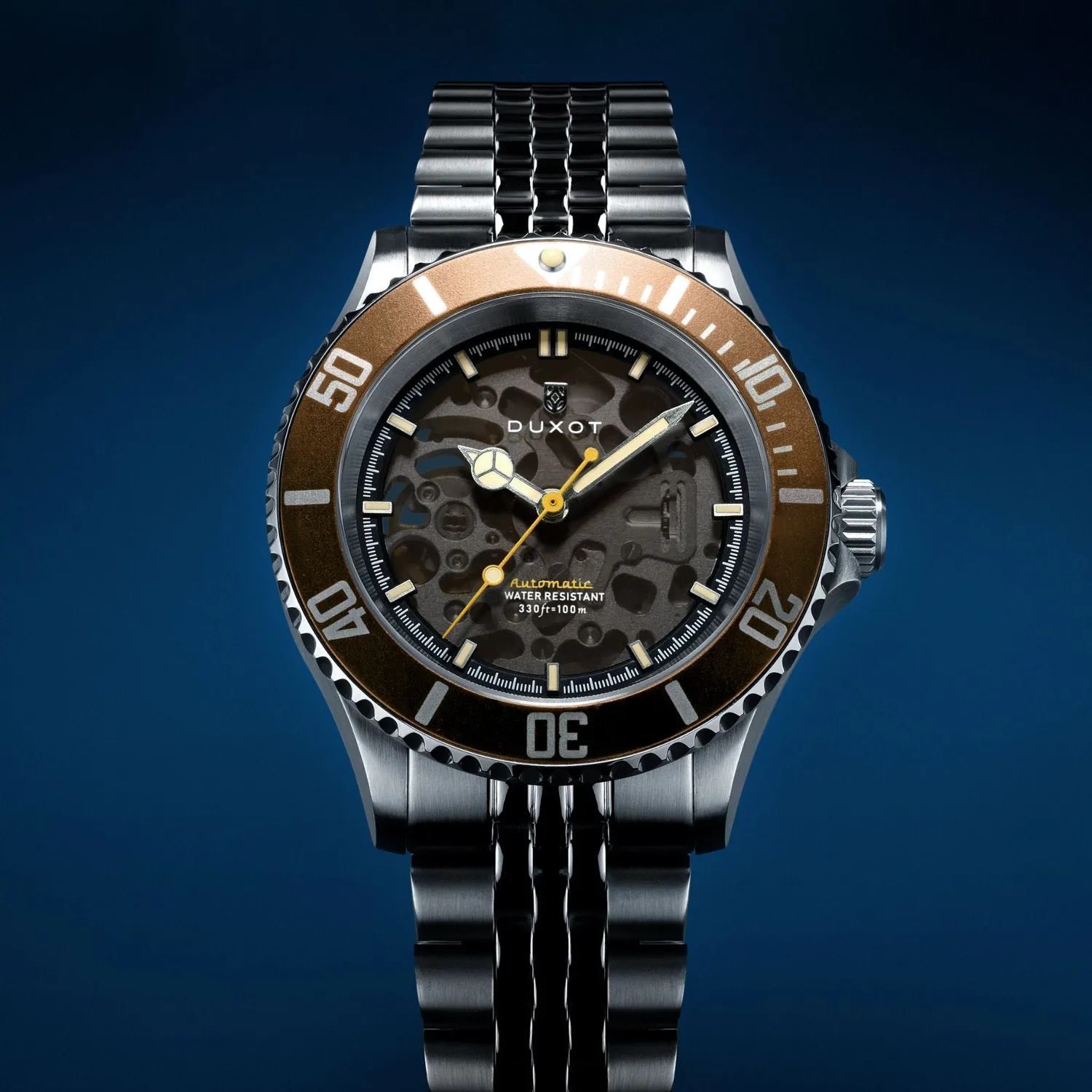Duxot Atlantica Burnt Almond skeleton dykkerklokke automatisk 100 m