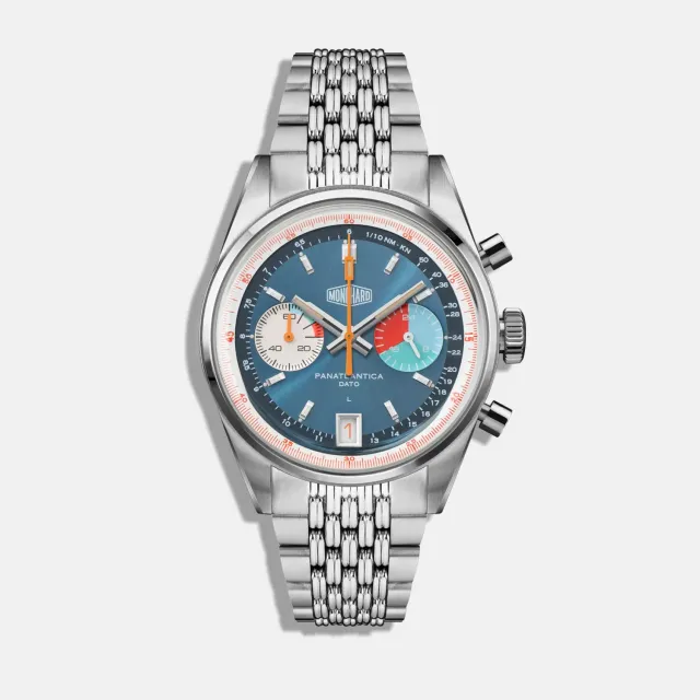 MonChard Regatta Blue klokke med beads of rice-lenke 38 mm