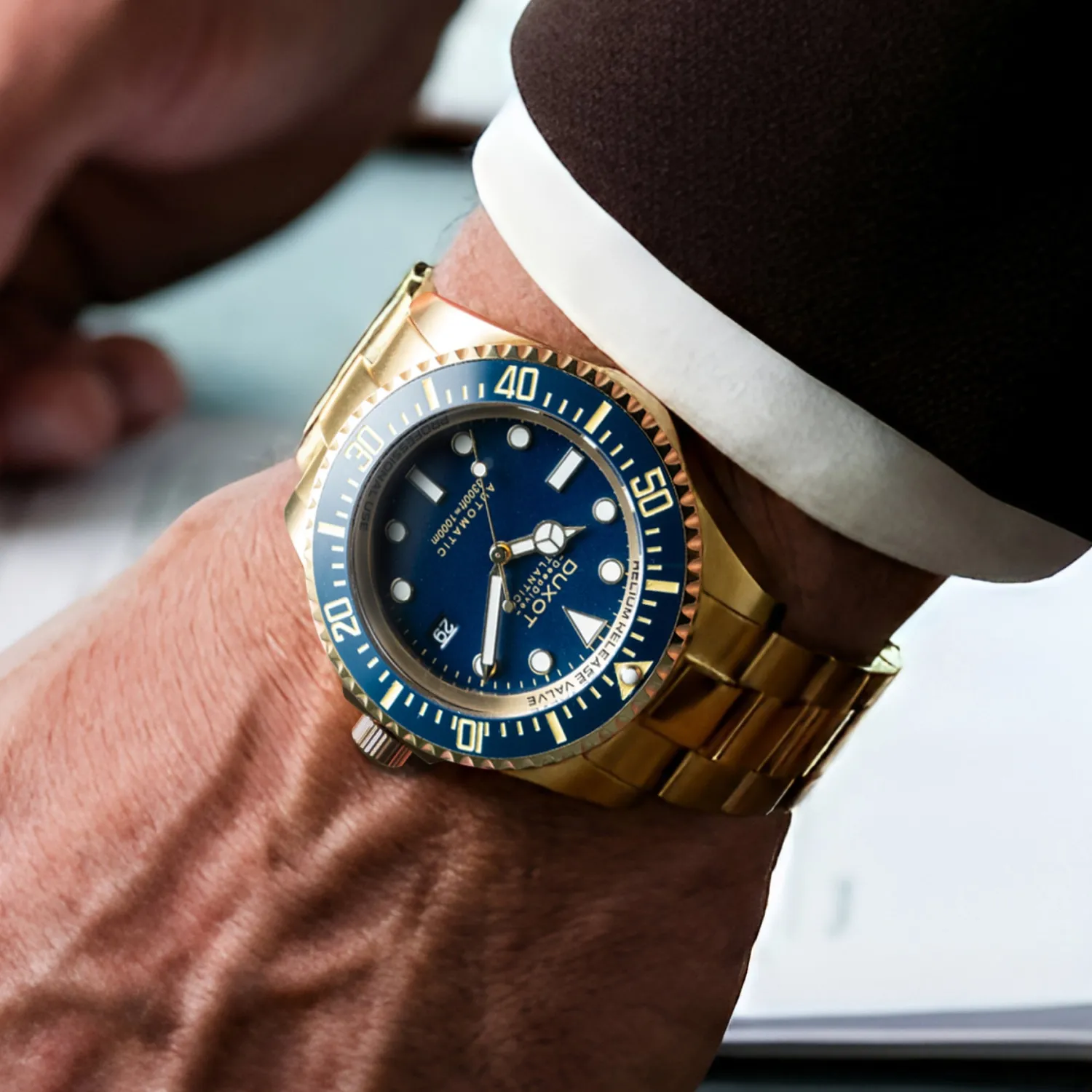 Duxot Atlantica Deep Dive Automatic Limited Edition klokke Deep Blue 100 ATM