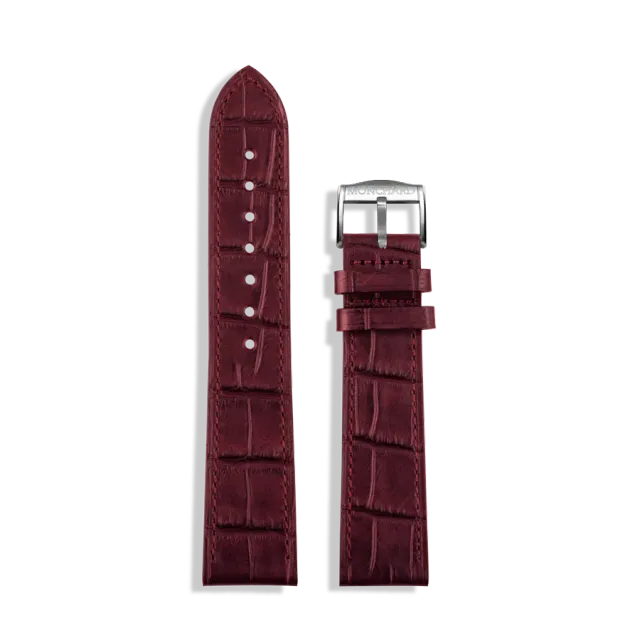 MonChard Croco Burgundy klokkerem 18 mm burgunder kalveskinn