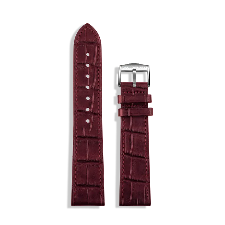 MonChard Croco Burgundy klokkerem 18 mm burgunder kalveskinn