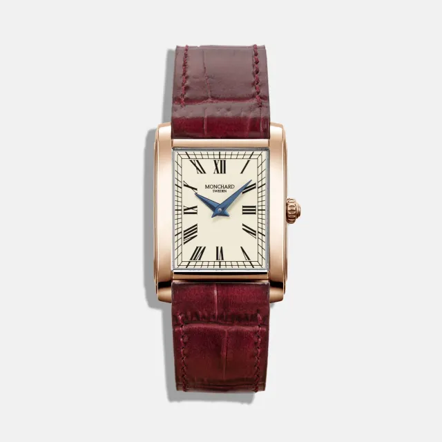 MonChard Vintage White on Strap - Gold klokke svart rem 24,9 mm