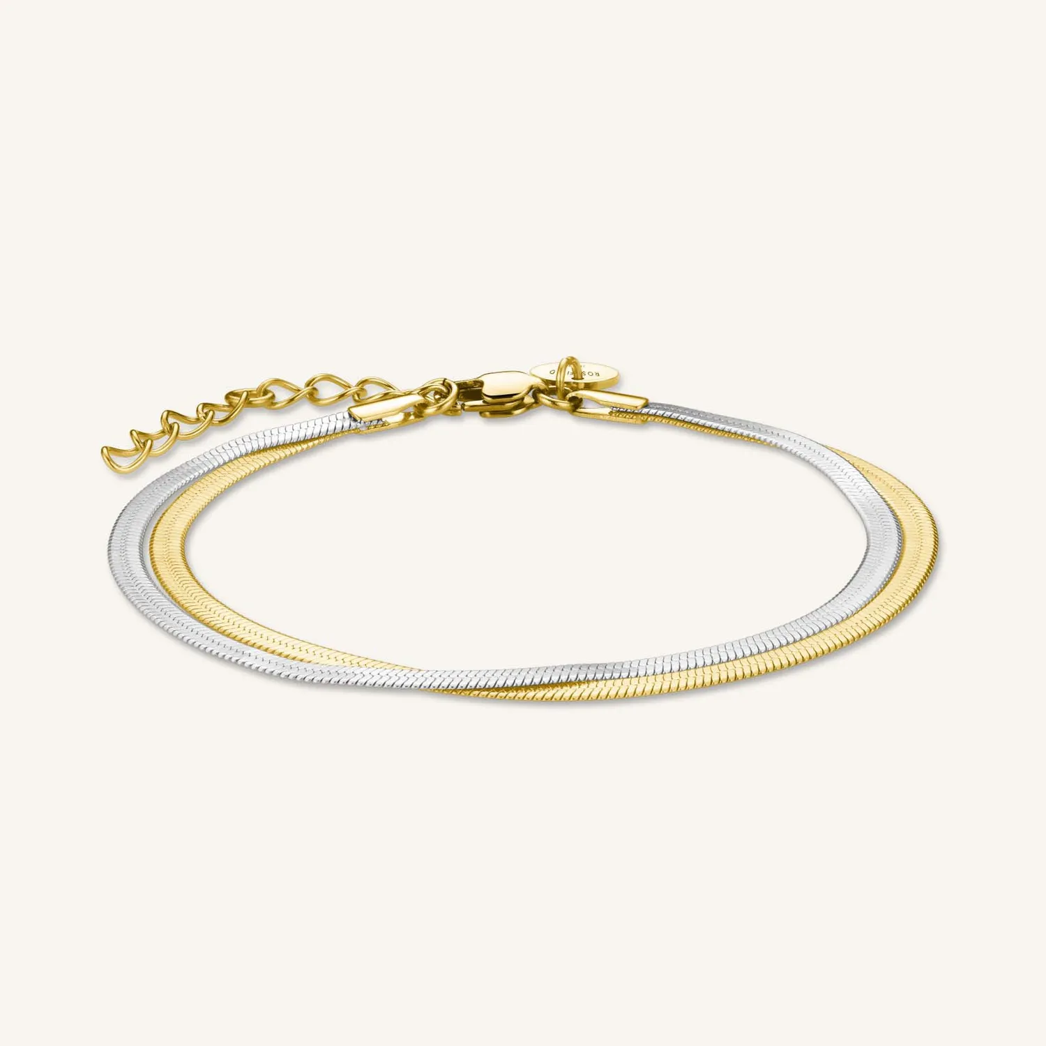 Rosefield Essentials Duo Snake armbånd gull og sølv 16,5–19,5 cm