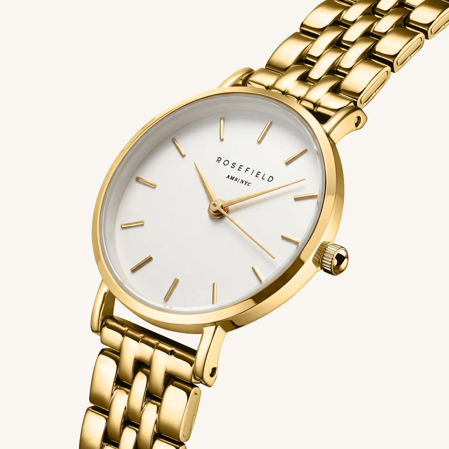Rosefield Small Edit White Gold klokke gull 26 mm