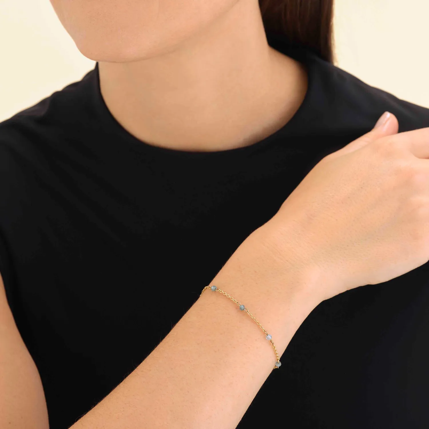 Rosefield Blue Stone Bracelet armbånd gull blå stein