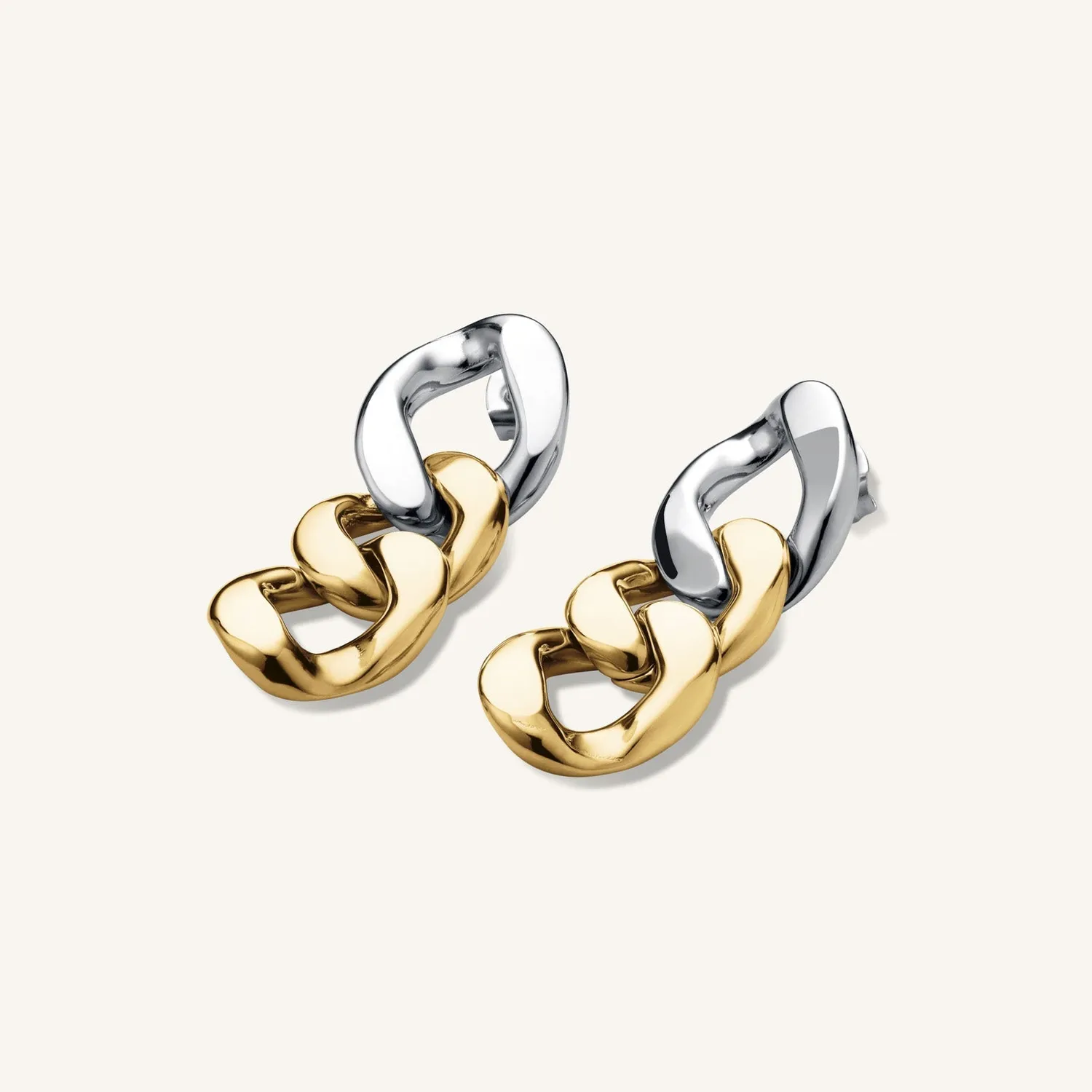 Rosefield Essentials Duotone Chain Earrings kjedeøredobber gull og sølv