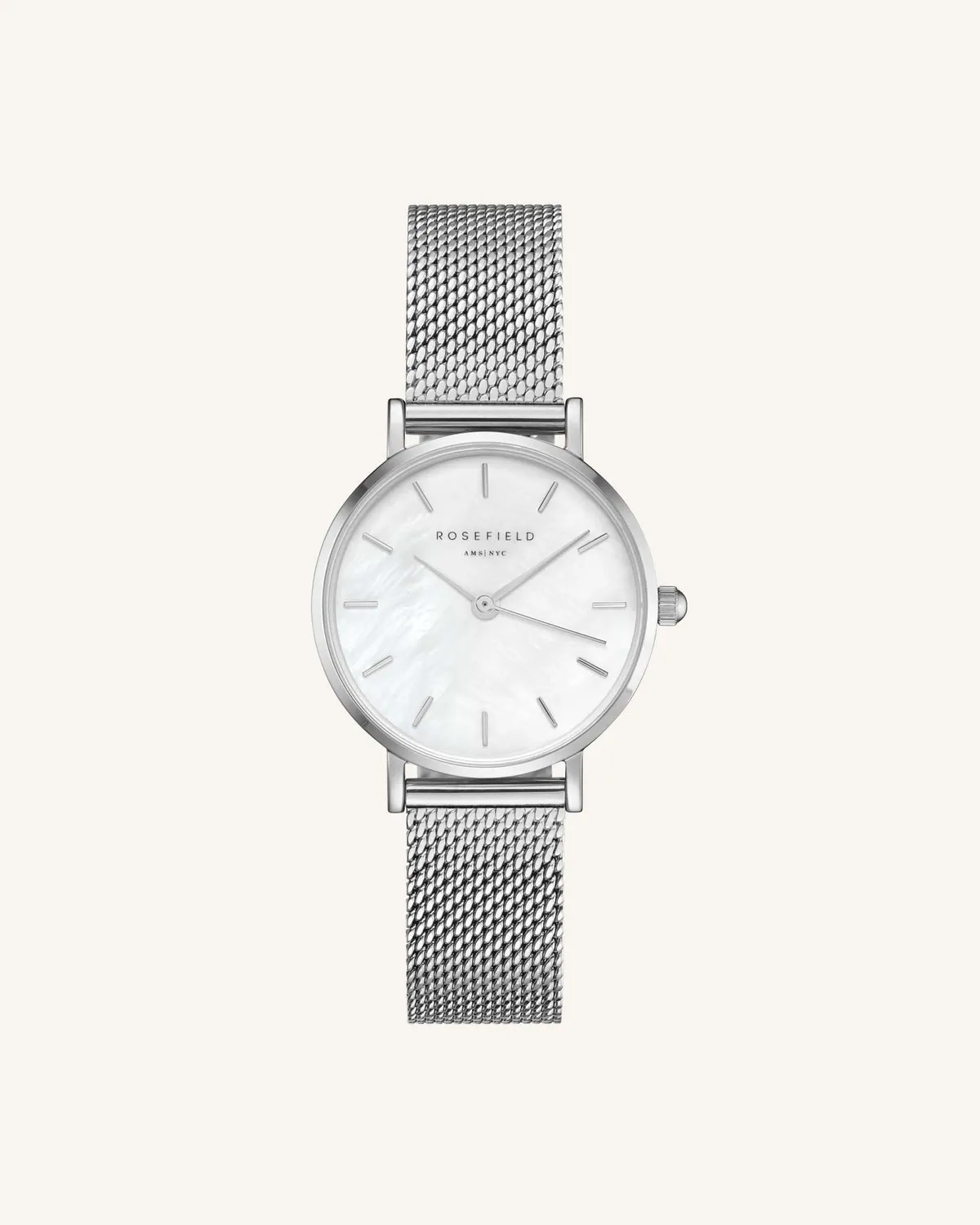 Rosefield Mesh Silver Strap klokkereim 12 mm sølv mesh