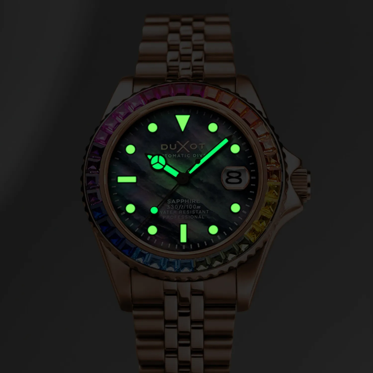 Duxot Atlantica 40 Rainbow Automatic klokke Black Mop perlemor