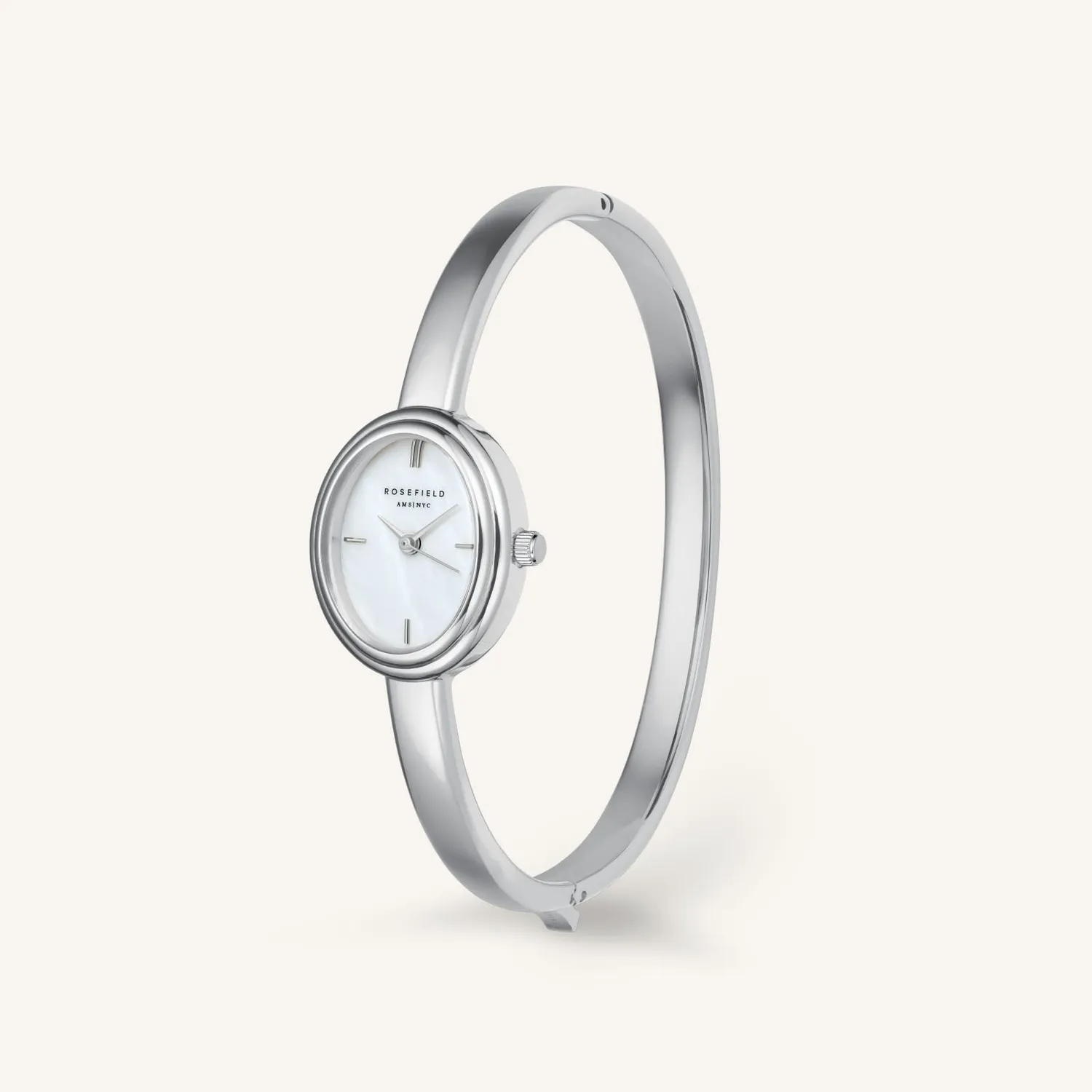 Rosefield Studio Bangle S Silver klokke sølv hvit perlemor