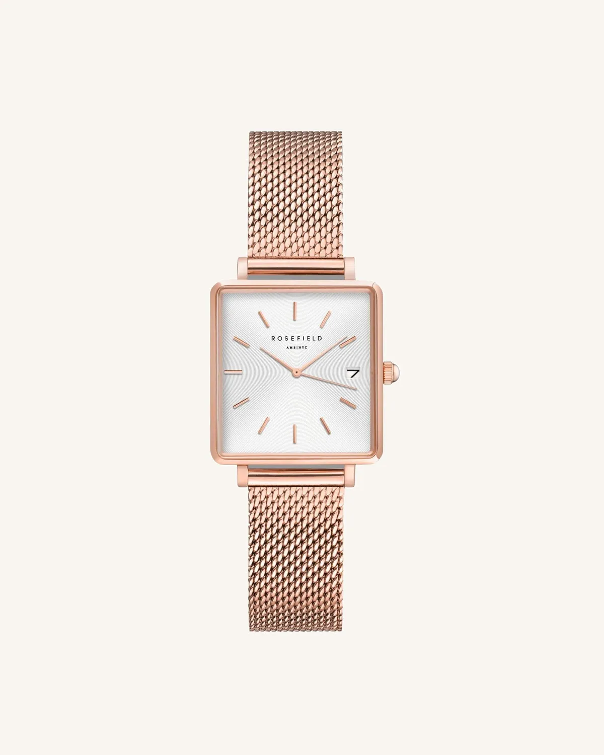 Rosefield The Boxy XS Mesh Rose gold Strap klokkerem 14 mm