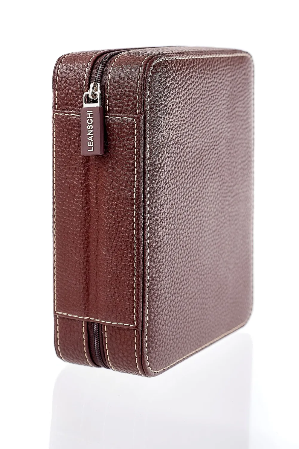 Leanschi ZIP-pouch oppbevaring for 4 klokker brun PU