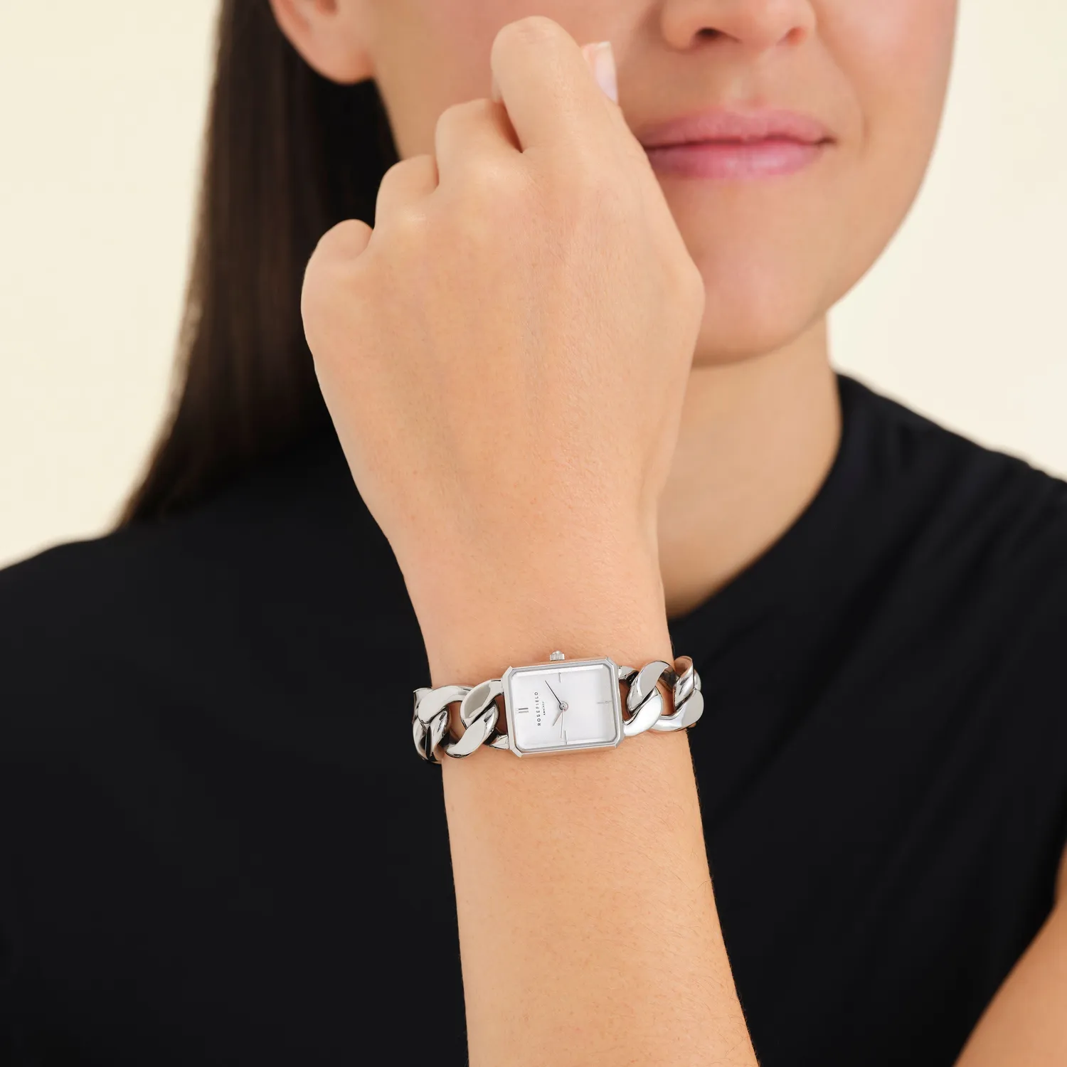 Rosefield Octagon XS Studio klokke sølv 19,5 × 24 mm