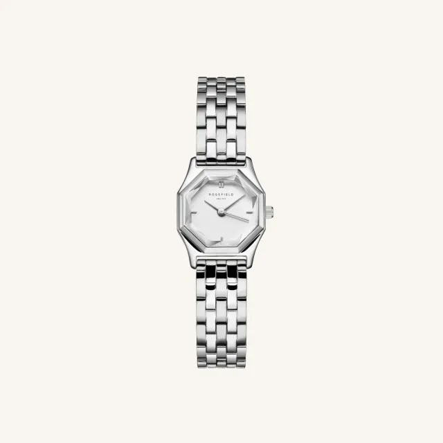 Rosefield Gemme Silver klokke åttekantet sølv 12 mm lenke